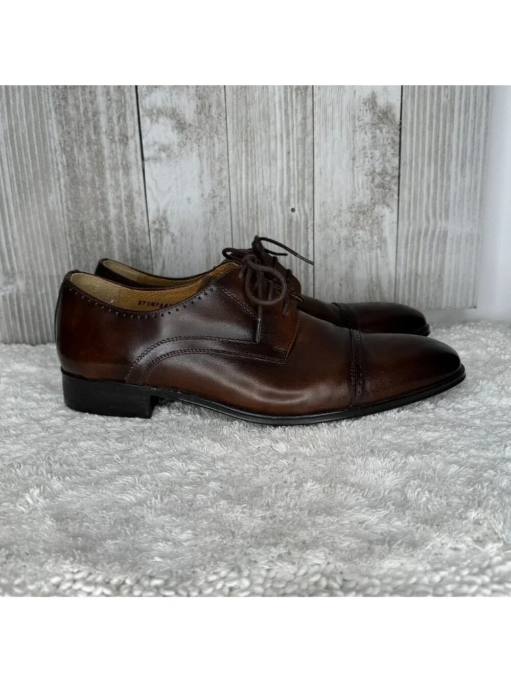Shoopen Black Label Men's Brown Leather Quarter-Brogue Derby Shoes Size 10 NEW